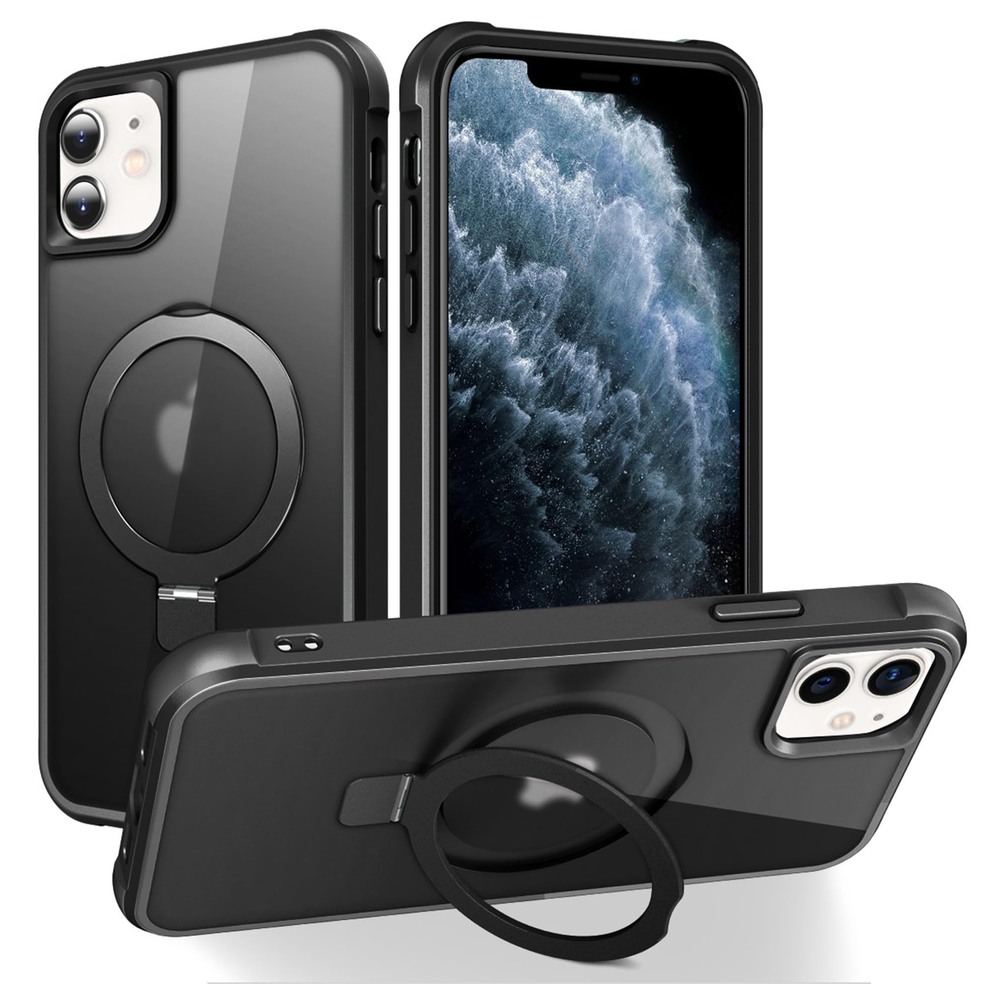 SKYLMW Compatible with iPhone 11 Case with Stand,Black