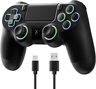 ECHTPower Wireless Controller for PS4, Type-C Port, Bluetooth Controller Compatible with PS4/Slim/Pro/PC,Gamepad with Dual Vibration,RGB,1000mAh Battery,6-Axis,Touchpad,Headphone Jack,Screenshot EQ02