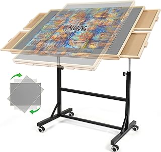 ALL4JIG 1500 Pieces Puzzle Table with Wheels, Wooden Jigsaw Puzzle Table with 4 Drawers & Cover, Upgraded Stability & Optimized Lightweight Design, Vertical Placement Option 33.58" x 24.92"