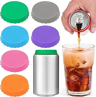 6 Pack Silicone Soda Can Cover Lids Reusable Soda Can Lids Beer Can Covers | Pop Can Covers, BPA Free Silicone Can Cover, Stopper and Protector for Soda, Beer, Beverage, Juice, Coke, Fits Standard Cans