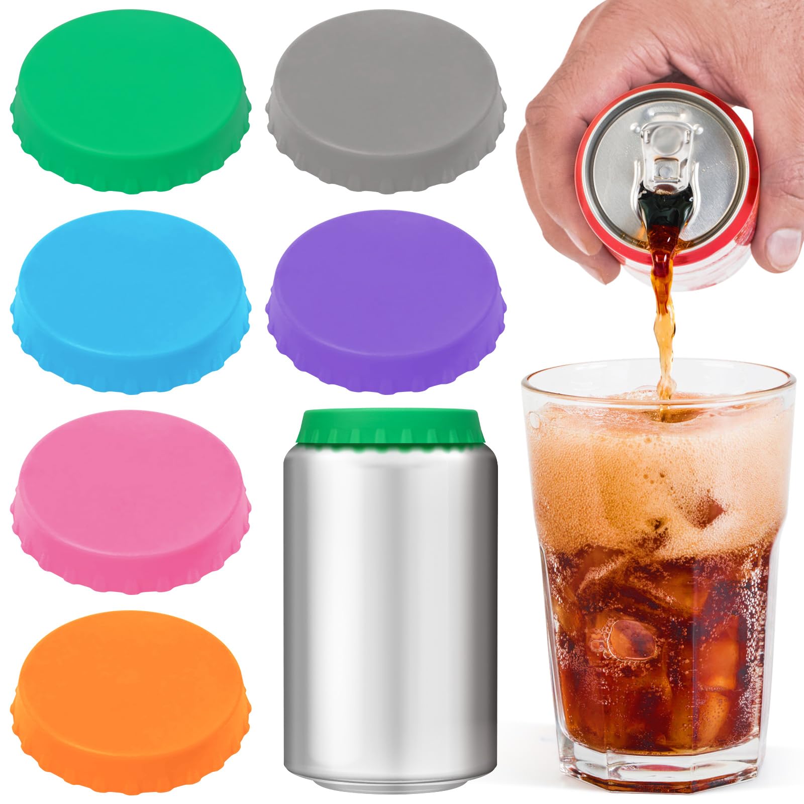 6 Pack Silicone Soda Can Cover Lids Reusable Soda Can Lids Beer Can Covers | Pop