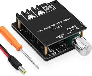 ZK-1002L 200W Audio Power Amplifier Board with Bluetooth and AUX Inputs | 2.0 Channel Stereo Mini Power Amplifier Receiver Module for Home DIY Speakers System, DC 5-24V