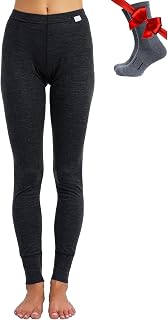 100% Merino Wool Base Layer Womens Leggings, Thermal Underwear + Wool Socks