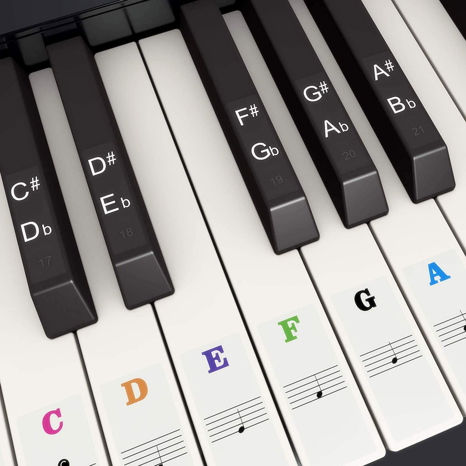 Piano Keyboard Stickers for 37/49/54/61/88 White and Black Keys, Branger Colorfu