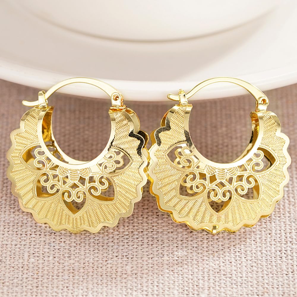 Metal Hollow-out Hoop Earrings for Women Delicate Graceful Jewelry