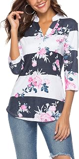 CEASIKERY Women's V-Neck Tunic Blouse Casual Shirt