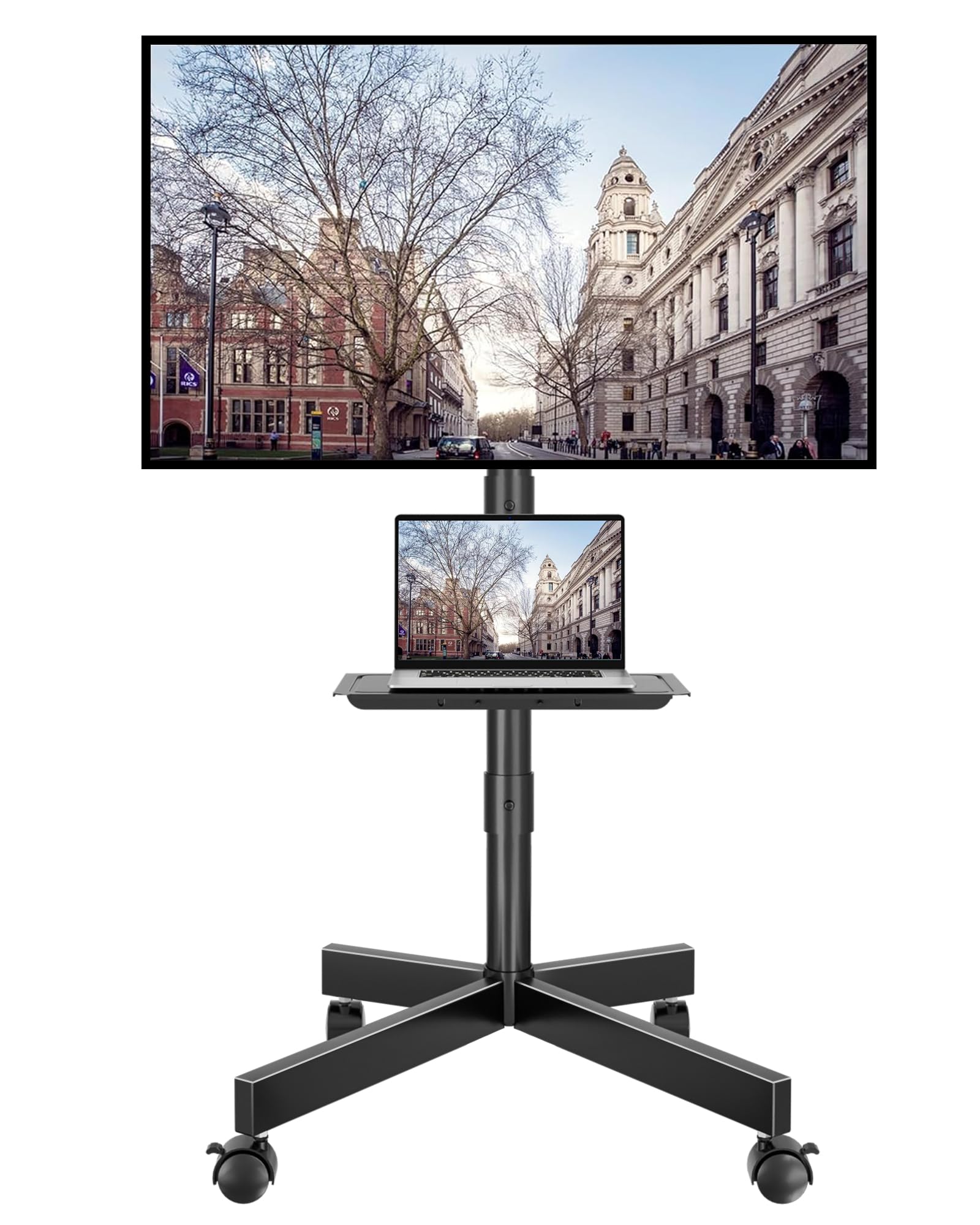BONTEC Mobile TV Stand with Tilt Function, Rolling TV Cart for 23"-60" TVs | Hol