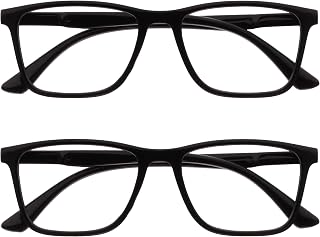 OPULIZE NYX Blue Light Blocking Reading Glasses - Rectangular Frame - UV Anti-Glare Eyewear - Improve Sleep Computer Gaming - Reduce Headaches Eyestrain Protection - Rectangular Frame - Mens Womens