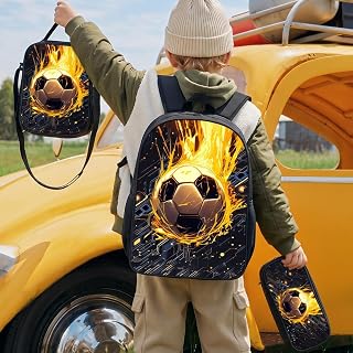 3-Piece Backpack Set with Golden Ball Pattern, Large Capacity Water-Resistant Backpack, Casual Lightweight Daypack for Travel & Daily Use
