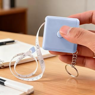 Mini Retractable Measuring Tape 5ft Compact Square Key Chain Tape Body Tape for Sewing Dressmaking