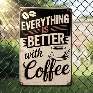 Coffee Tin Metal Sign Retro Wall Decor for Home Kitchen Cafe Bar Entryway Bedroom Ideal Gift for Women Men Metal Wall Decor