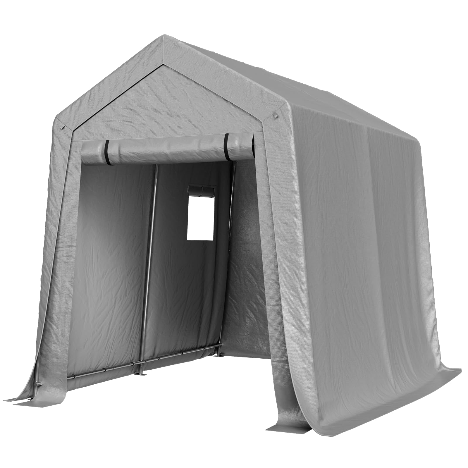 Aoxun 6x8x7 FT Outdoor Portable Storage Shed Tent for Motorcycle,Gray | Roll-up 