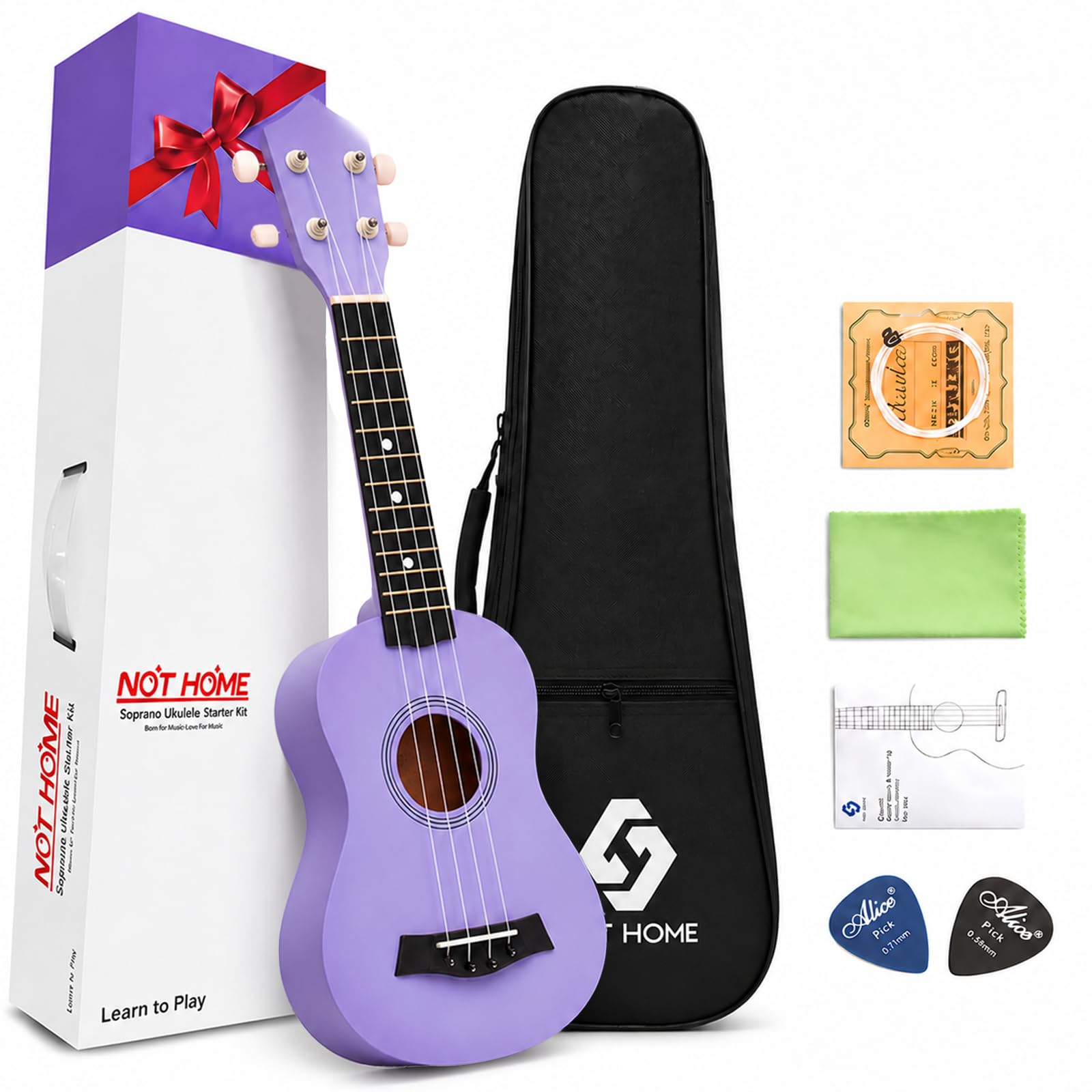 Soprano Ukulele Beginner, 21 Inch Basswood kids Ukuleles Starter Kit Purple | Uk