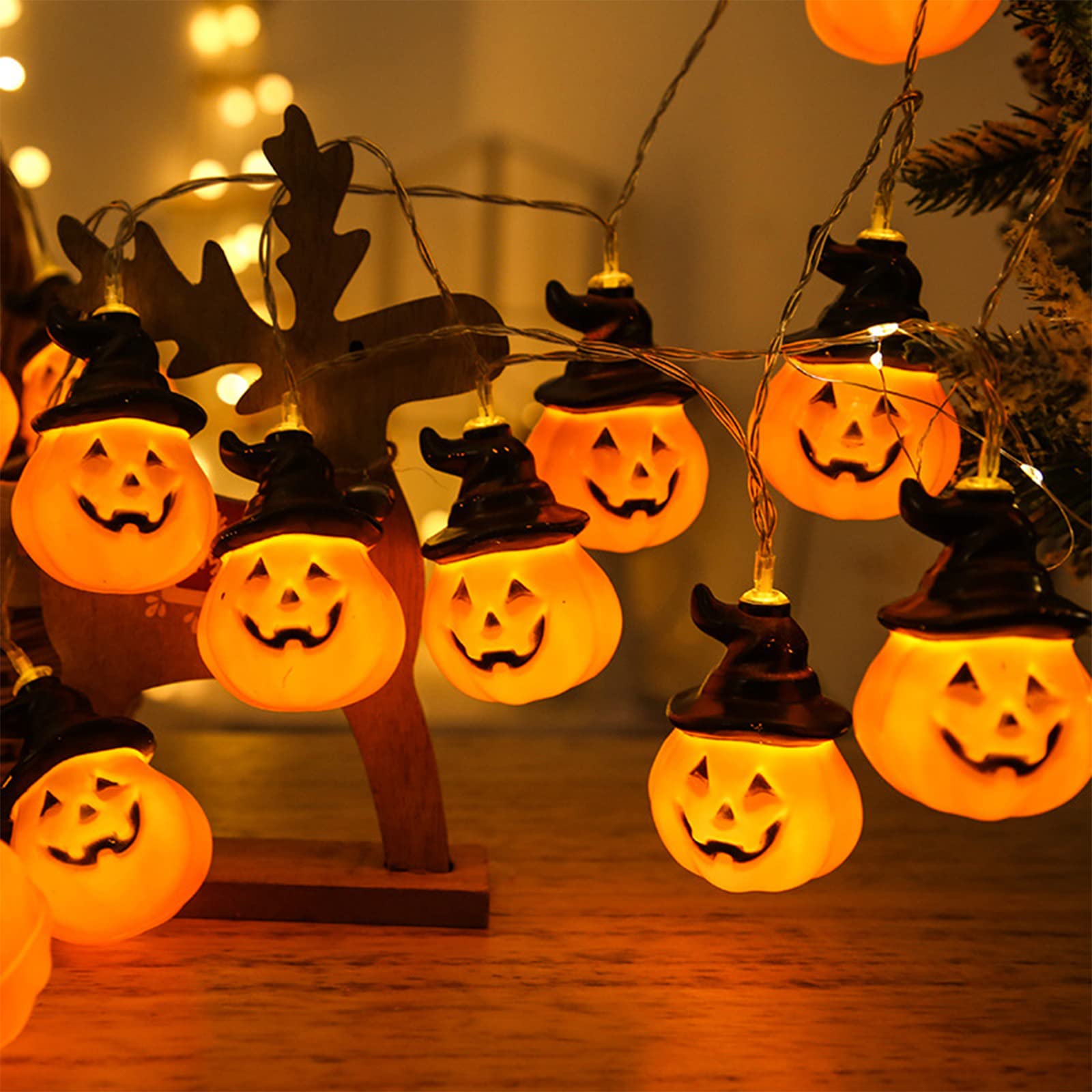 Jsdoin Pumpkin Lights 5M Halloween String Lights Battery Powered Halloween Decor