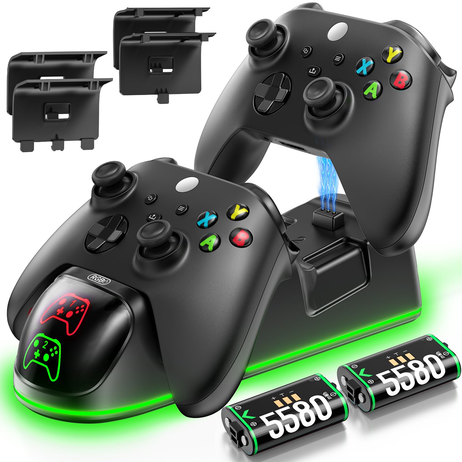OIVO Xbox Controller Charger with 2 x 5580mWh Xbox Controller Battery for X-Box 
