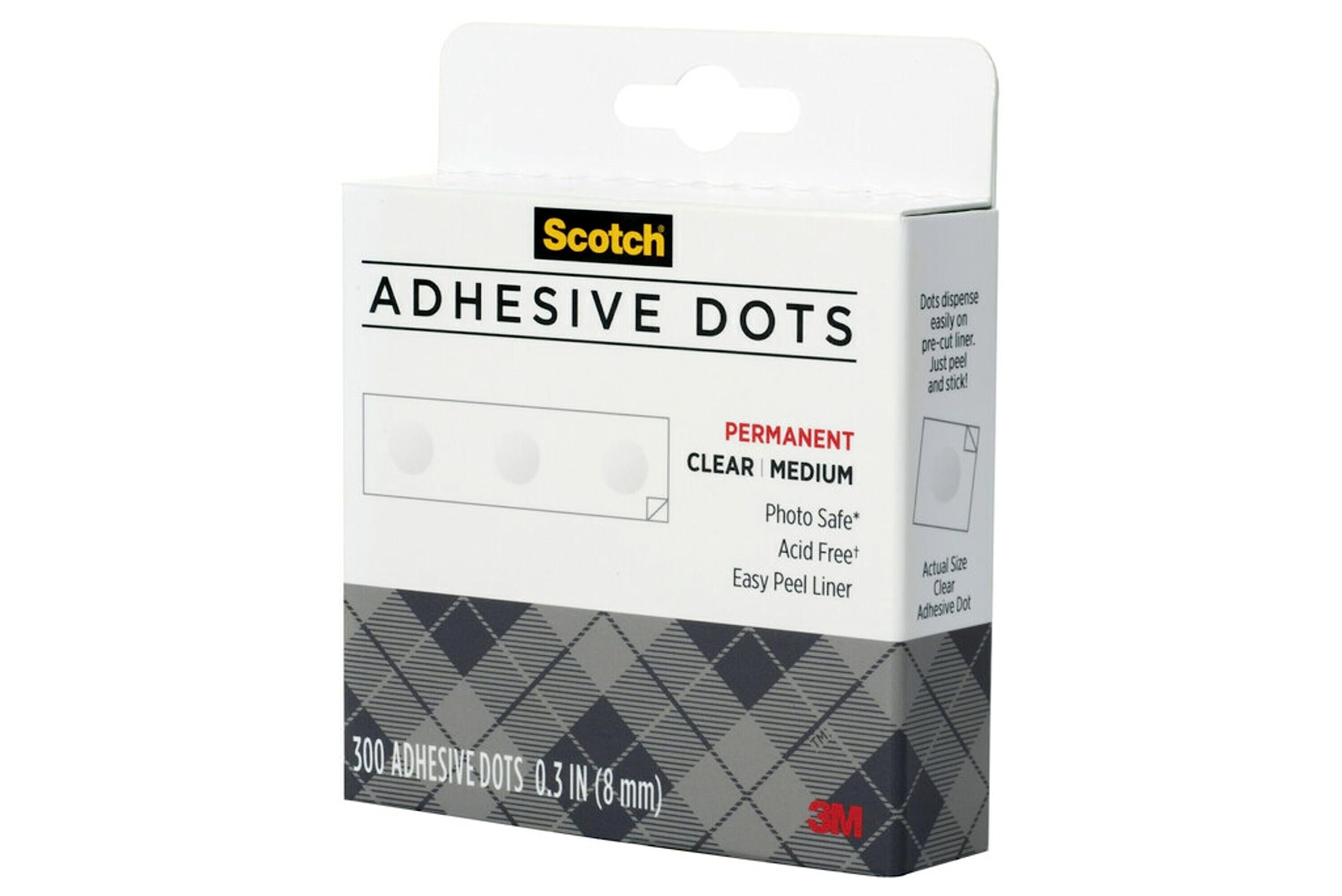 Scotch Adhesive Dots, Medium, 0.3 inches, 300 Dots/Pack, Easy Dispensing, Perman
