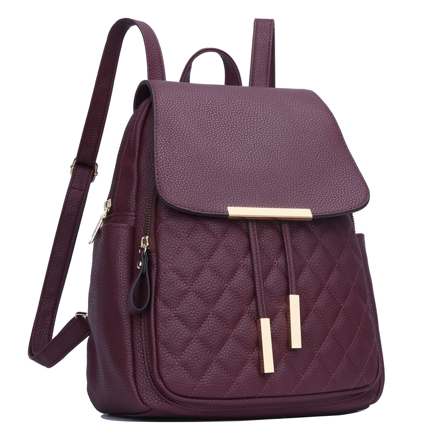 KKXIU Quilted Trendy Leather Backpack Purse for Women and Ladies Shoulder Travel