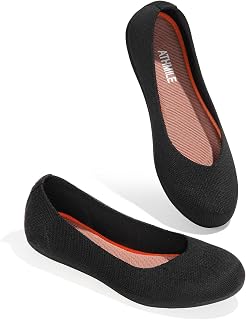 ATHMILE Women's Flat Ballet Shoes Knit Flat Shoes for Women Round Toe
