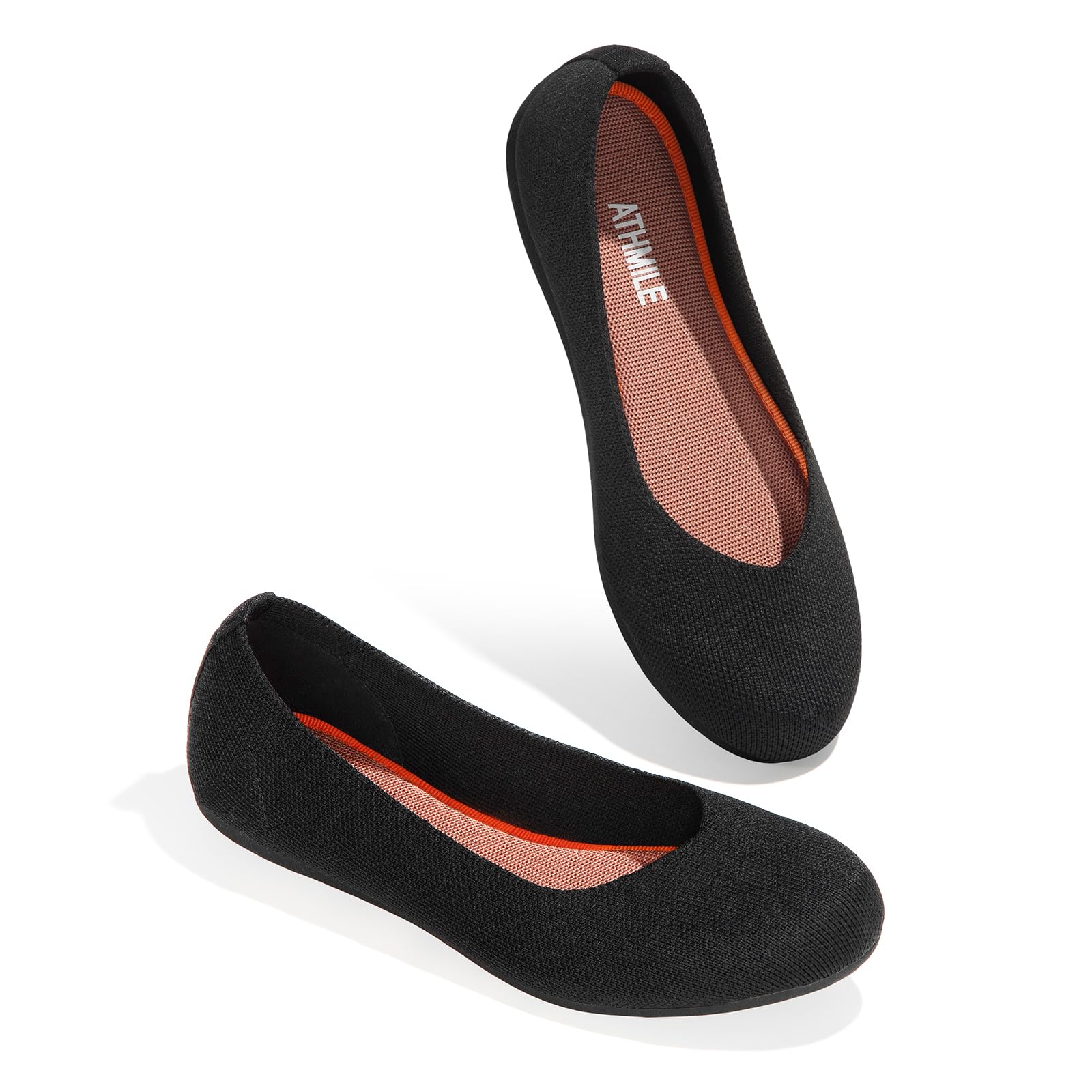 ATHMILE Women's Flat Ballet Shoes Knit Flat Shoes for Women Round Toe