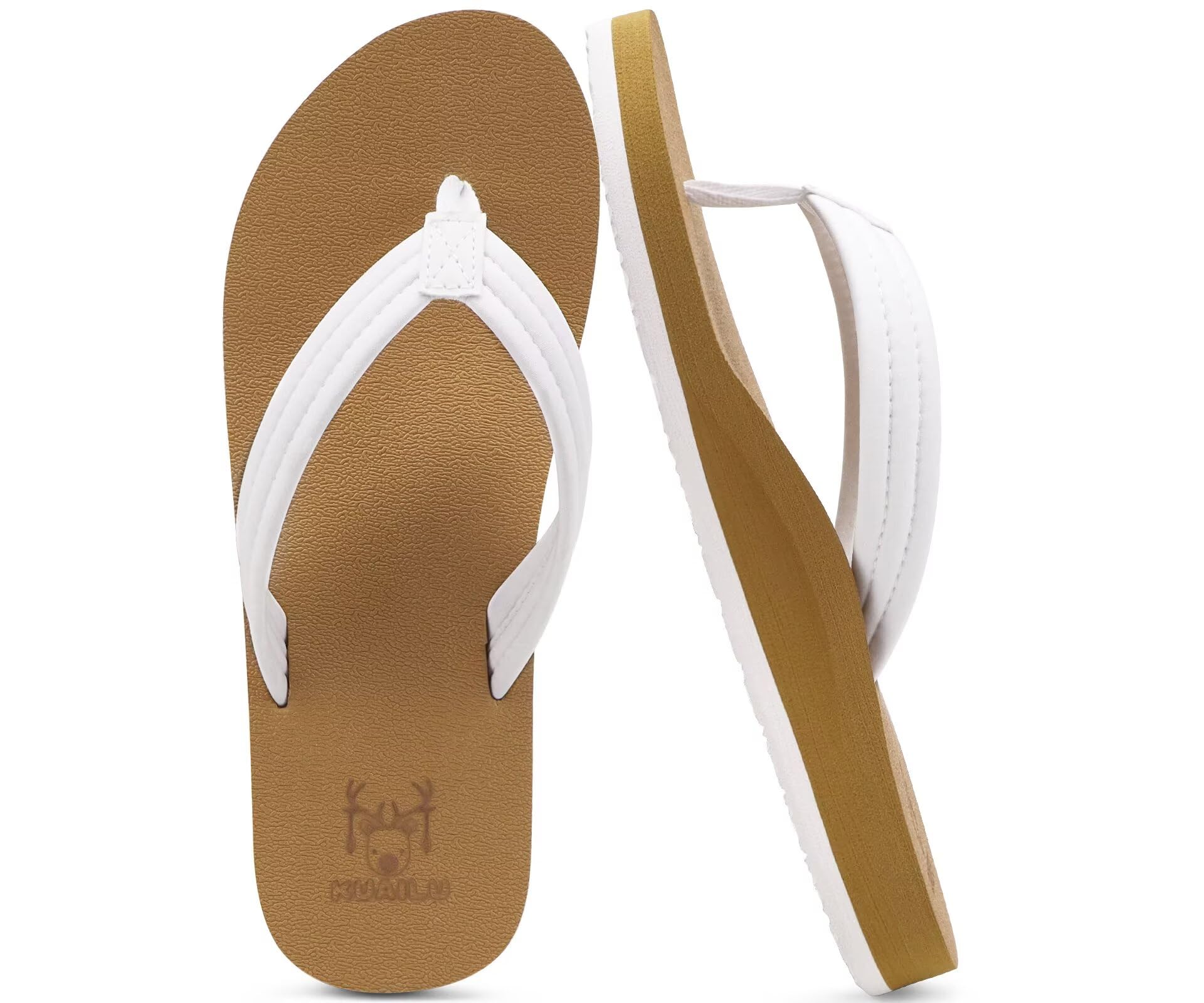 KuaiLu Women's Summer Arch Support Beach Flip Flops Anti-Skid Sea