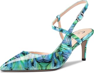 Castamere Women's Lace Toe Cap Medium Kitten Heel Ankle Strap Pumps Slingback Dress Sandals Buckle Office Shoes Shoes 6.5 cm Heels
