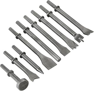 AMGSH 9 Pcs Air Hammer Pneumatic Chisels Tools 0.401'' (10mm) Shank | Heavy Duty Pneumatic Air Hammer Chisels, Air Hammer Punch Chipping Bits Tool