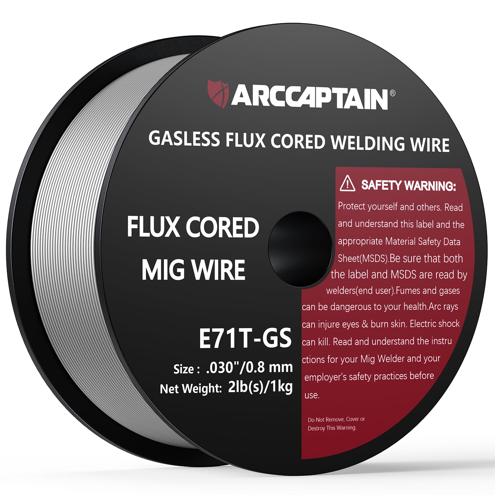 ARCCAPTAIN Flux Core Welding Wire E71T-GS .030" 2LB x 1 | Mild Carbon Steel