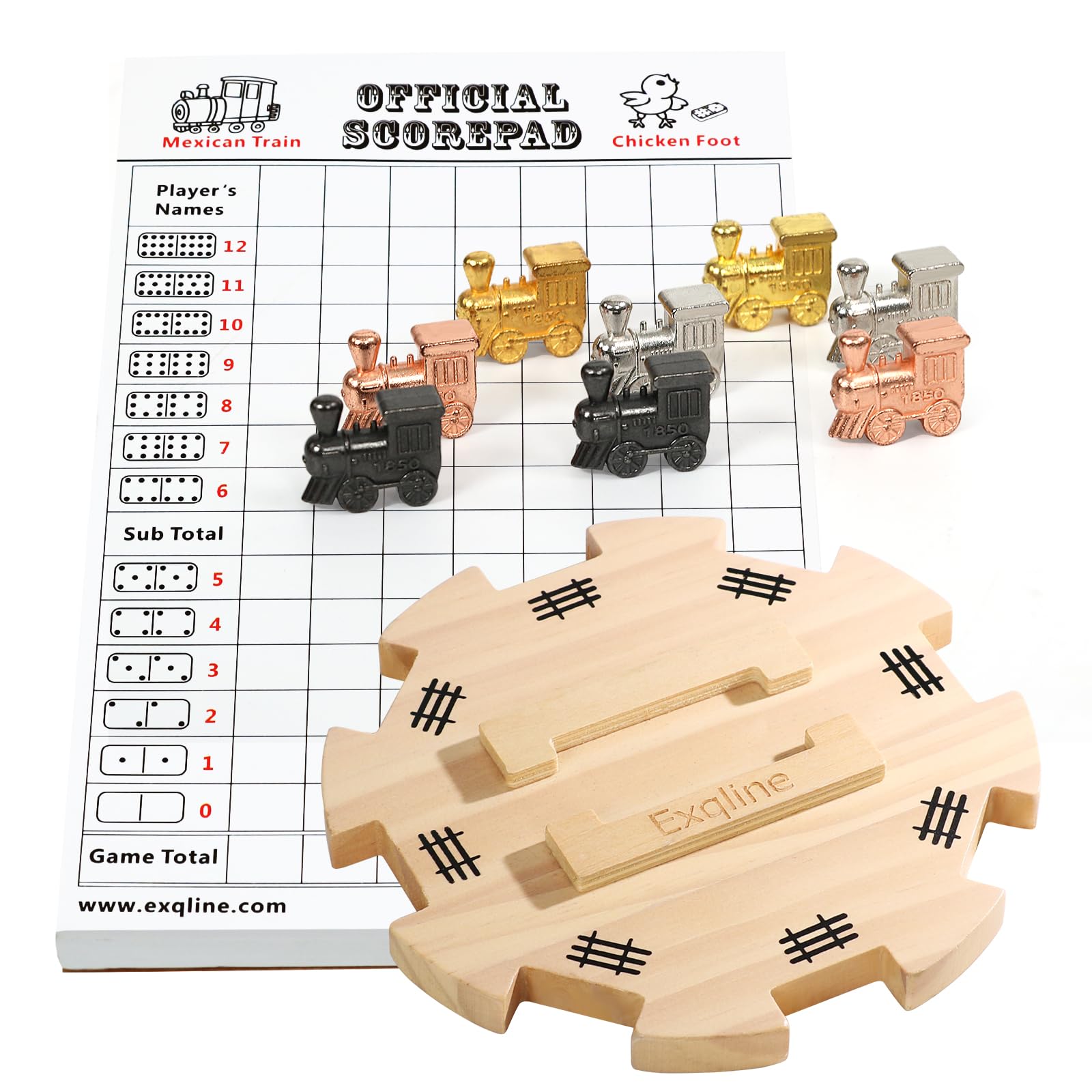 Exqline Mexican Train Dominoes Accessory Set Mexican Train Dominoes Game Includi