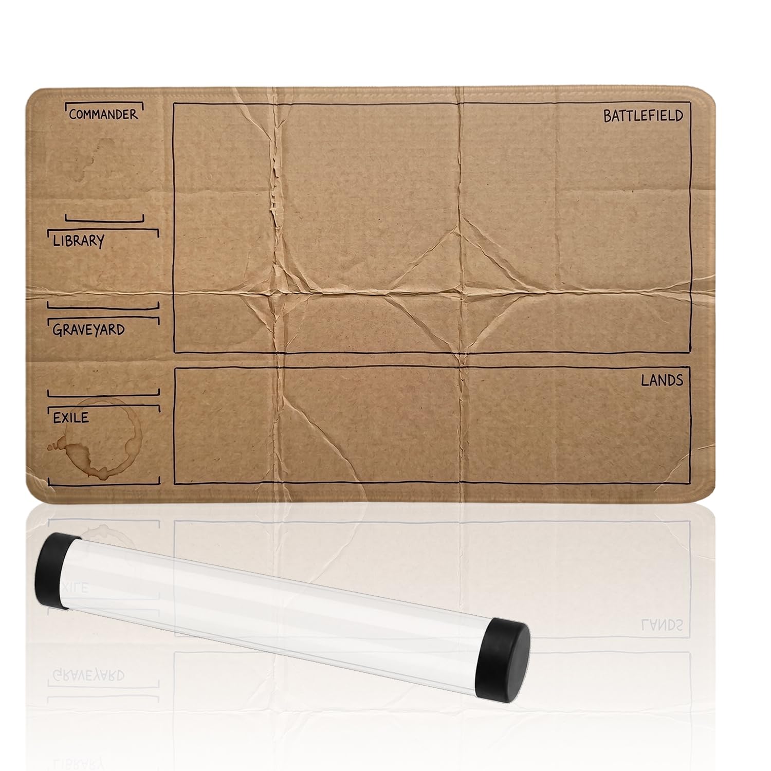 Vintage Cardboard Style MTG Playmat Stitched Edges MTG Mat with Tube 2mm | 2mm t