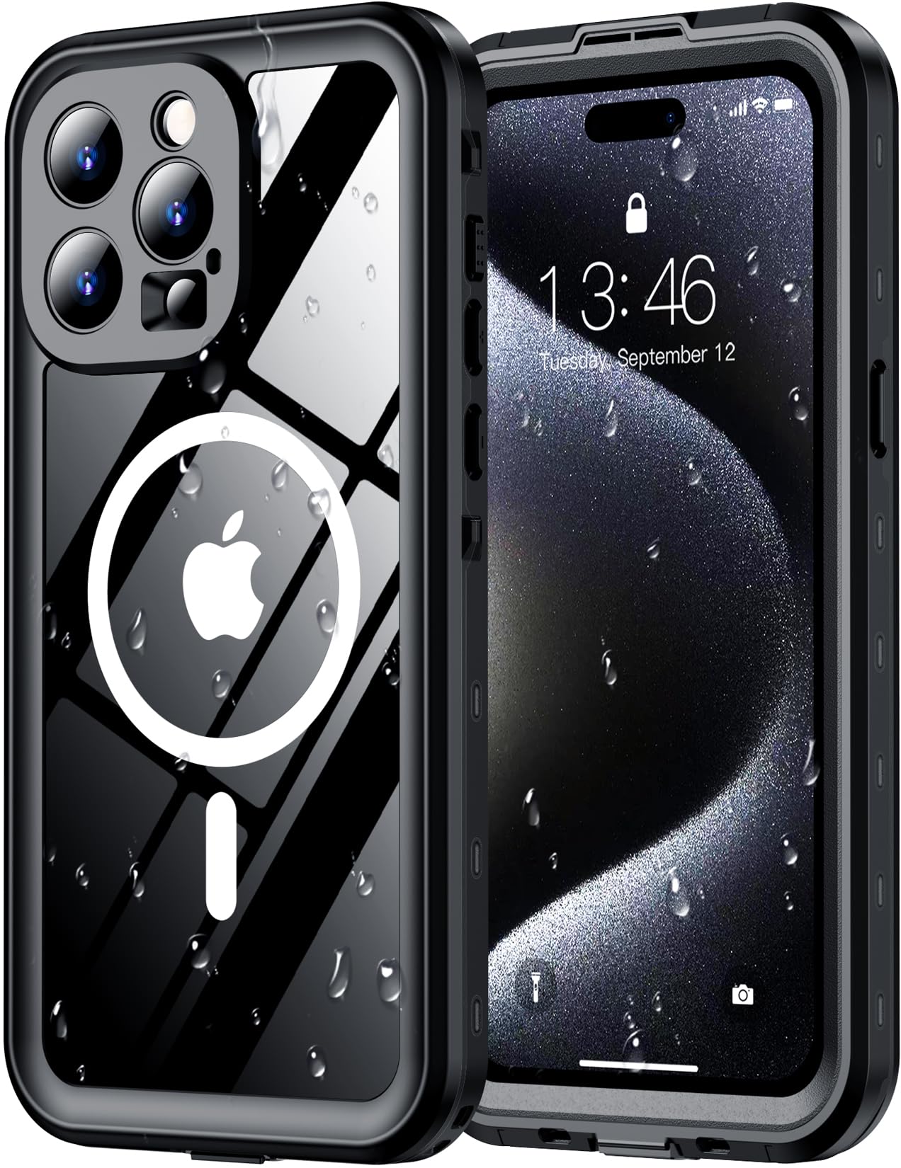 Red2Fire for iPhone 15 Pro Case Waterproof, [Built-in Screen Protector & Camera 