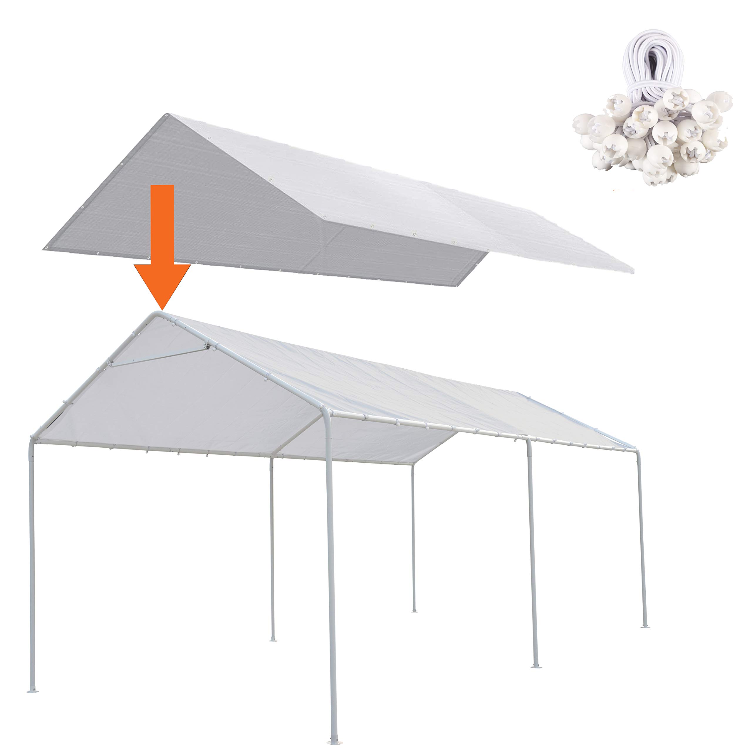 Thanaddo 10 x 20 Ft Carport Replacement Canopy Cover Garage Top Tent Shelter Tar