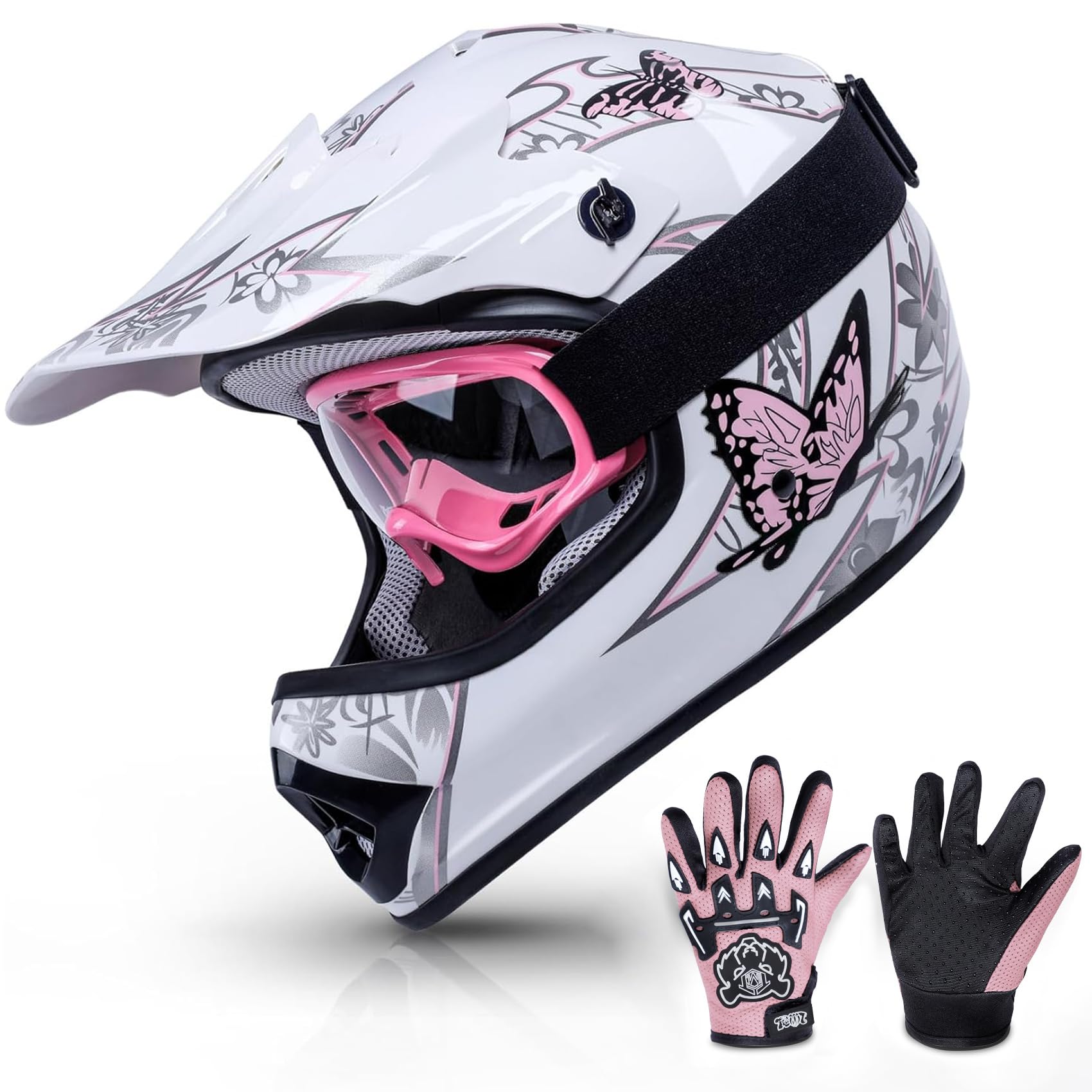 TCMT Youth Kids Dirt Bike Helmet DOT Approved Full Face Motocross Gear | 4-In-1 