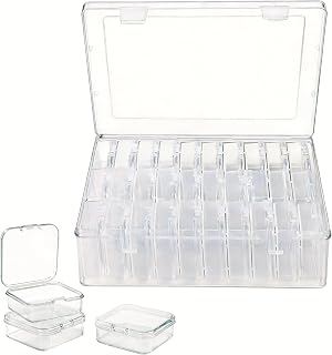 Lhazemu Bead Organizer Box | Forty Label Sheets, Small Beads Storage Cases, Plastic Container with Hinged Lids