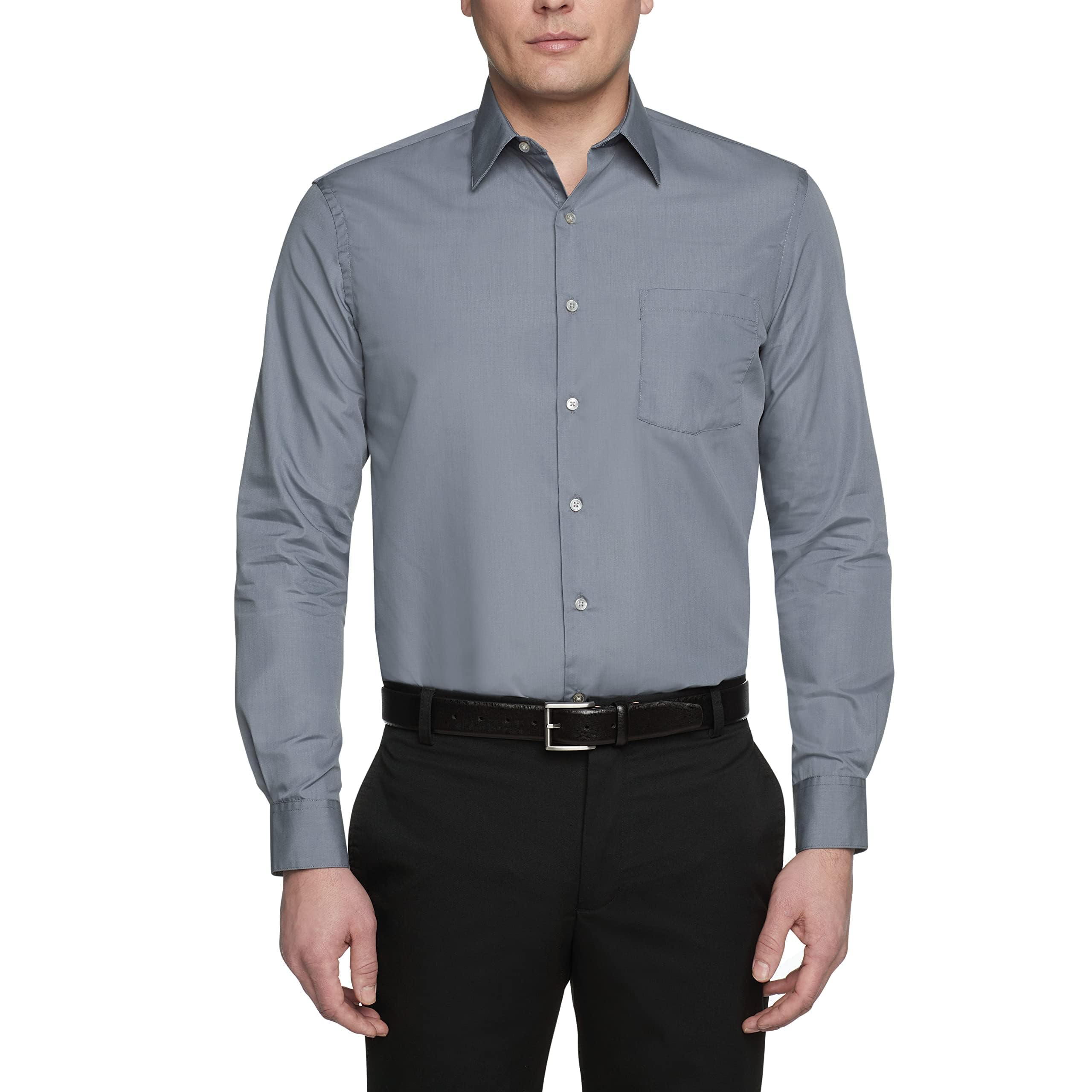 Van Heusen Men's Poplin, Regular Fit, Firm Pointed Collar, Classic Shirt