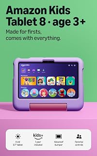 Amazon Kids Tablet 8 (all-new) Ages 3-5, 8.7" display, includes 1-year Kids+ content subscription, parental controls and Mystic Mountain soft bumper