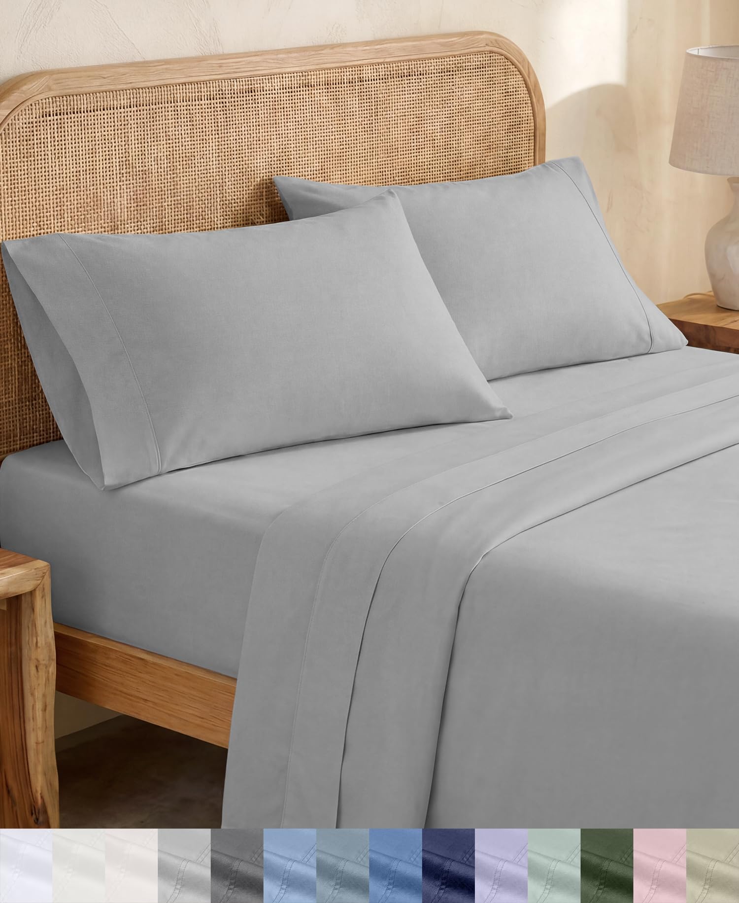 California Design Den XL Twin Sheet Set - Soft 100% Organic Cotton Sheets with D