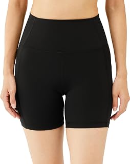 Amazon Essentials Women's Yoga Biker Shorts High Waist Moisture Wicking Material Breathable Training Wear Running Sports Super Soft