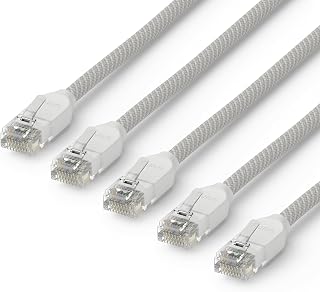 Amazon eero CAT6a Ethernet cable - Supports 10 gigabit+ speeds, 6 inch, 5-pack, Arctic White