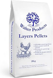 Walter Products Layers Pellets 20kg Bag, High Protein Chicken, Duck & Bird Feed - Complete Feed for Healthy Egg Production, Muscle, Tissue and Feather Development