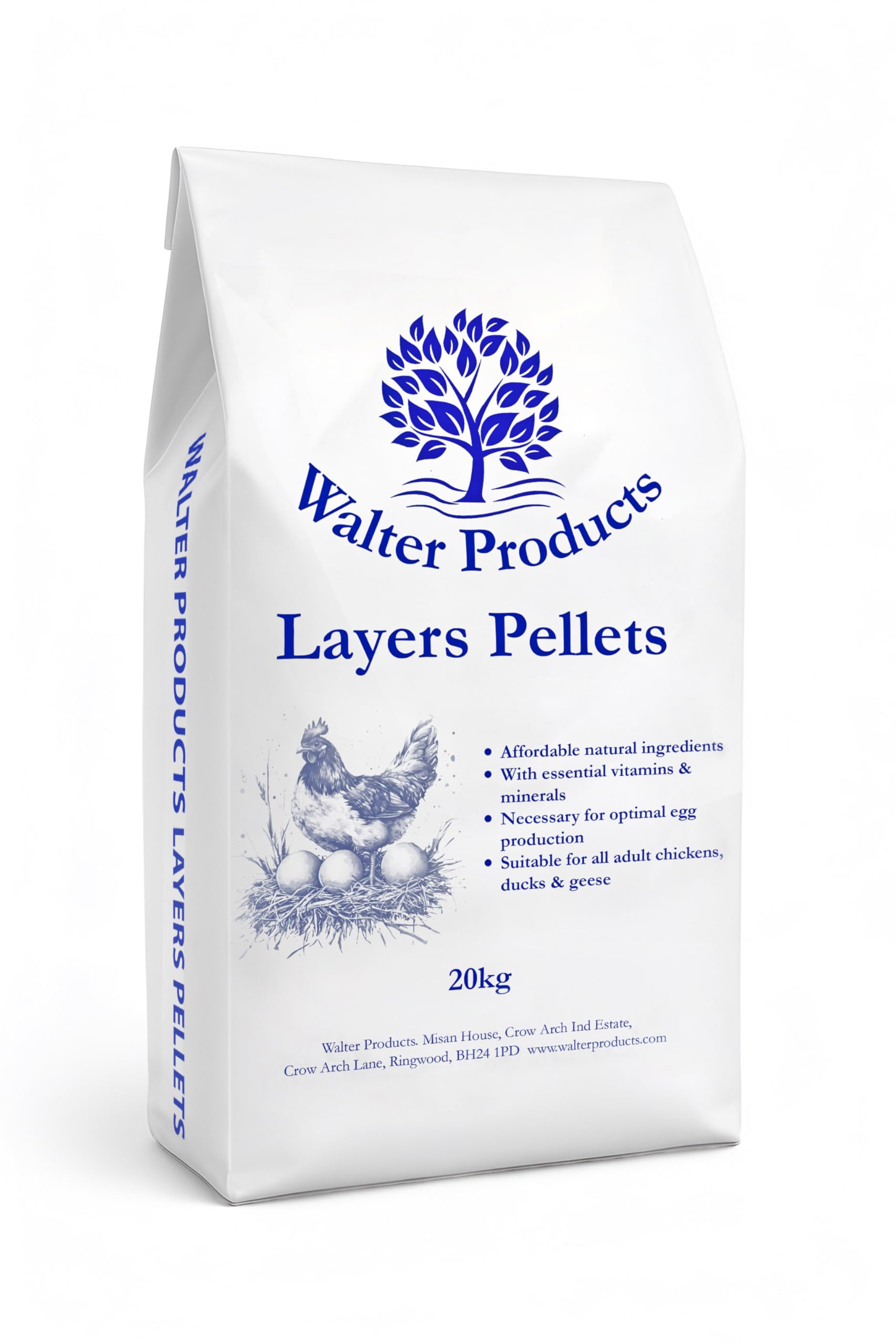 Walter Products Layers Pellets 20kg Bag, High Protein Chicken, Duck & Bird Feed 