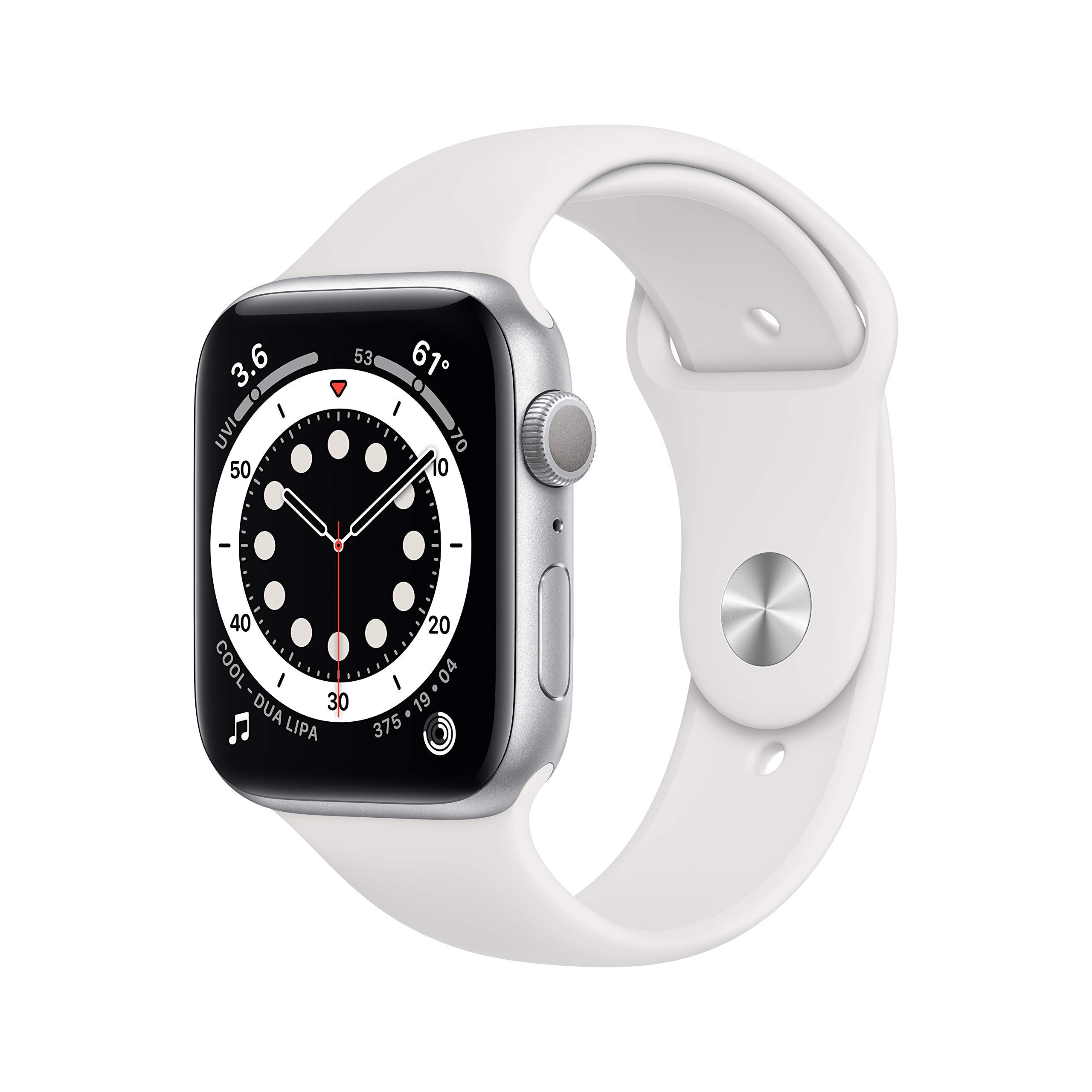 Apple Watch Series 6 (GPS, 44mm) - Silver Aluminum Case with White Sport Band (R