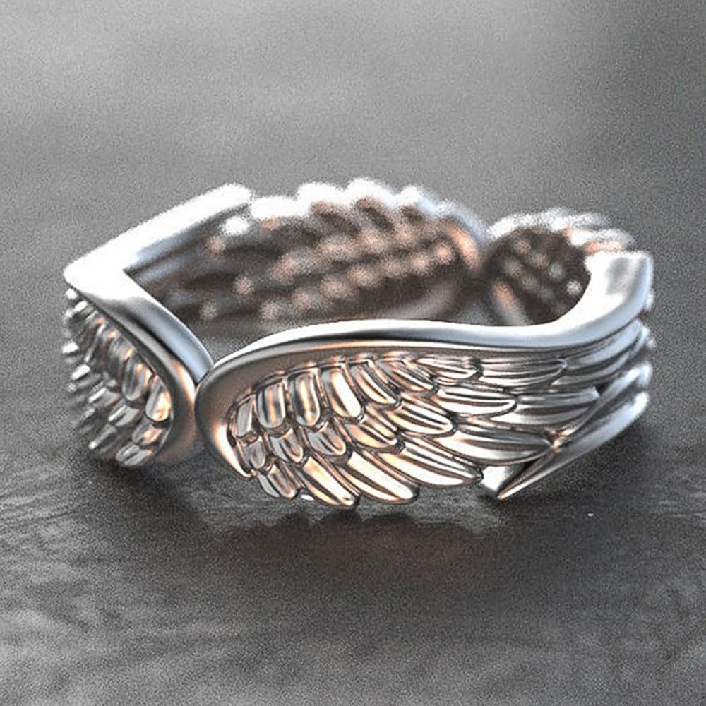 Simple Stylish Women Wings Rings Metal Silver Color Finger Jewelry Novel Accesso