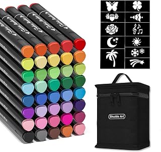 Shuttle Art Fabric Pens, 40 Colours Dual Tip Permanent Fabric Markers for Clothes, T-shirt, Shoes, Non-toxic & No Bleed Permanent Fabric Pens for Kids Adult Painting Writing