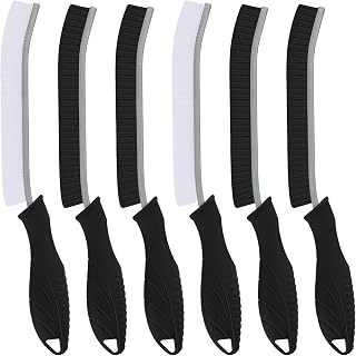 TQRR Hard Bristle Crevice Cleaning Brush UK-Thin Gap Cleaning Brush, Grout Brush, Kitchen Brush, Cleaning Tools for Toilet, Bathroom, Home, Bathtub, Sink, Household, Window (6, Black)