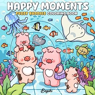 Happy Moments: Cute Coloring Book for Adults and Teens Featuring Animal Families in Cozy Home Scenes for Relaxation and Stress Relief