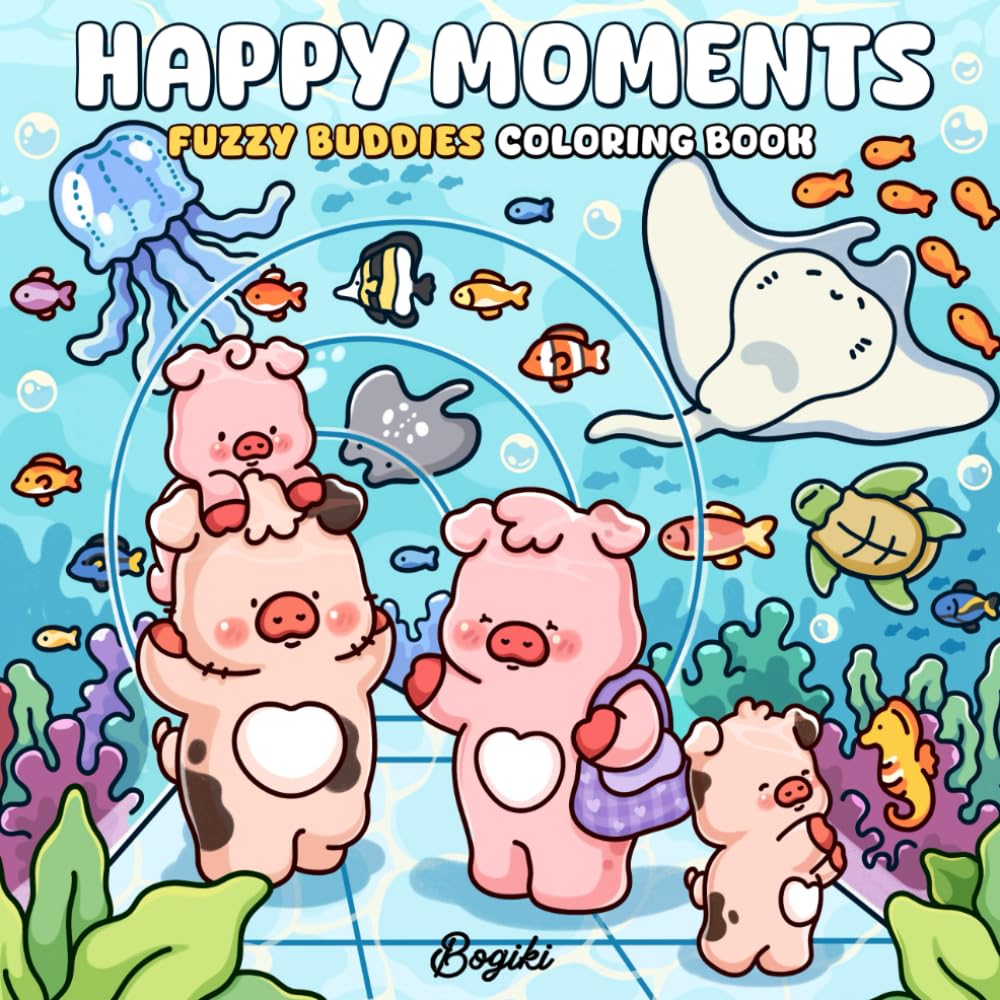 Happy Moments: Cute Coloring Book for Adults and Teens Featuring Animal Families