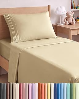 Twin XL Size 3 Piece Sheet Set - Comfy Breathable & Cooling Sheets - Beige