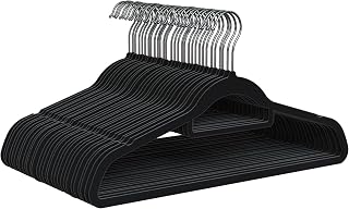 PORTENTUM 30 Pack Black Velvet Hangers Accessory Holder 360º Rotating Hook Space Saving Notches for Clothes Non-Slip Hangers For All Types of Clothes