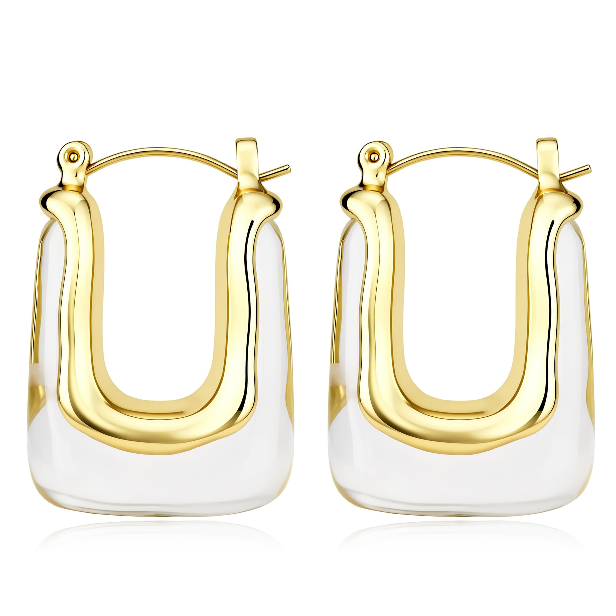 Chunky Gold Boho Hoop Dangle Earrings for Women Gold Plated Hypoallergenic Vinta