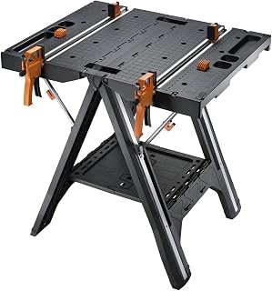 WORX Pegasus WX051 Folding Work Table & Sawhorse with Clamps | Portable multi-function workbench & sawhorse with quick clamps and holding pegs; ideal for workshop & DIY